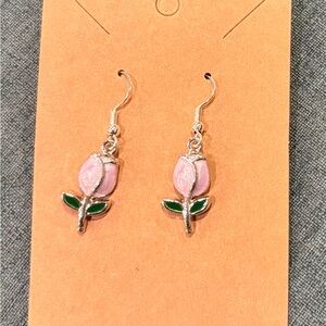 Pink Rosebud Dangle Earrings - Women's Jewelry